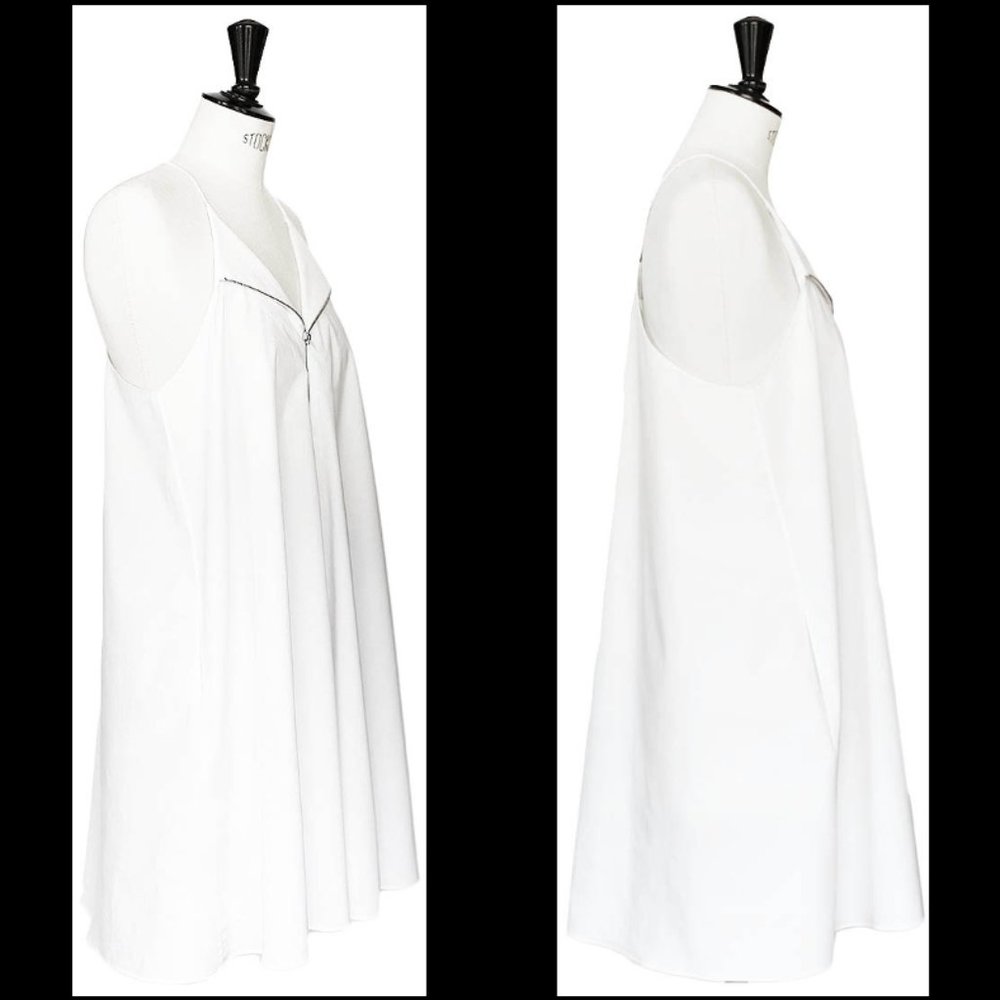 New 3.1 Phillip Lim cotton zip trapeze tent swing relaxed crisp poplin minidress - Picture 4 of 16